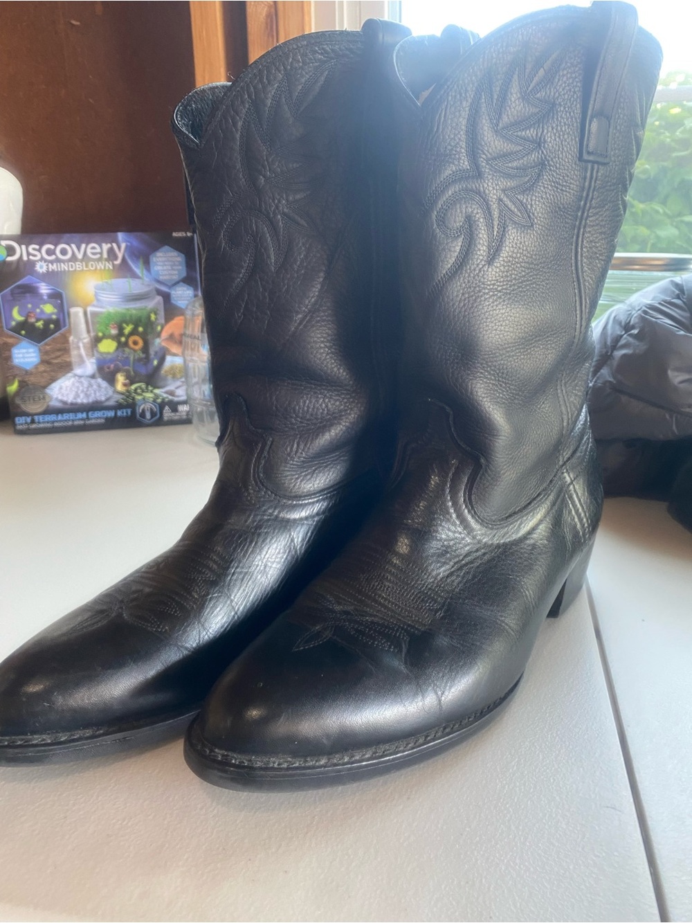 dingo Black Embossed Leather Western Cowboy Boots